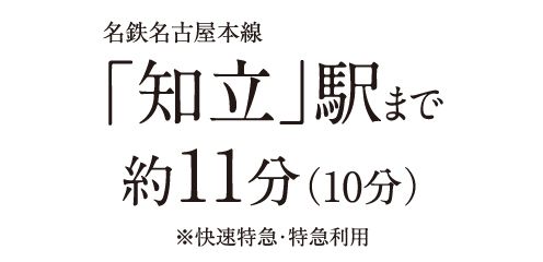 名鉄名古屋本線「知立」駅まで約11分(10分)※快速特急・特急利用