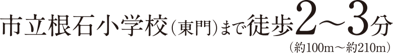 市立根石小学校(東門)まで徒歩2〜3分(約100m〜約210m)